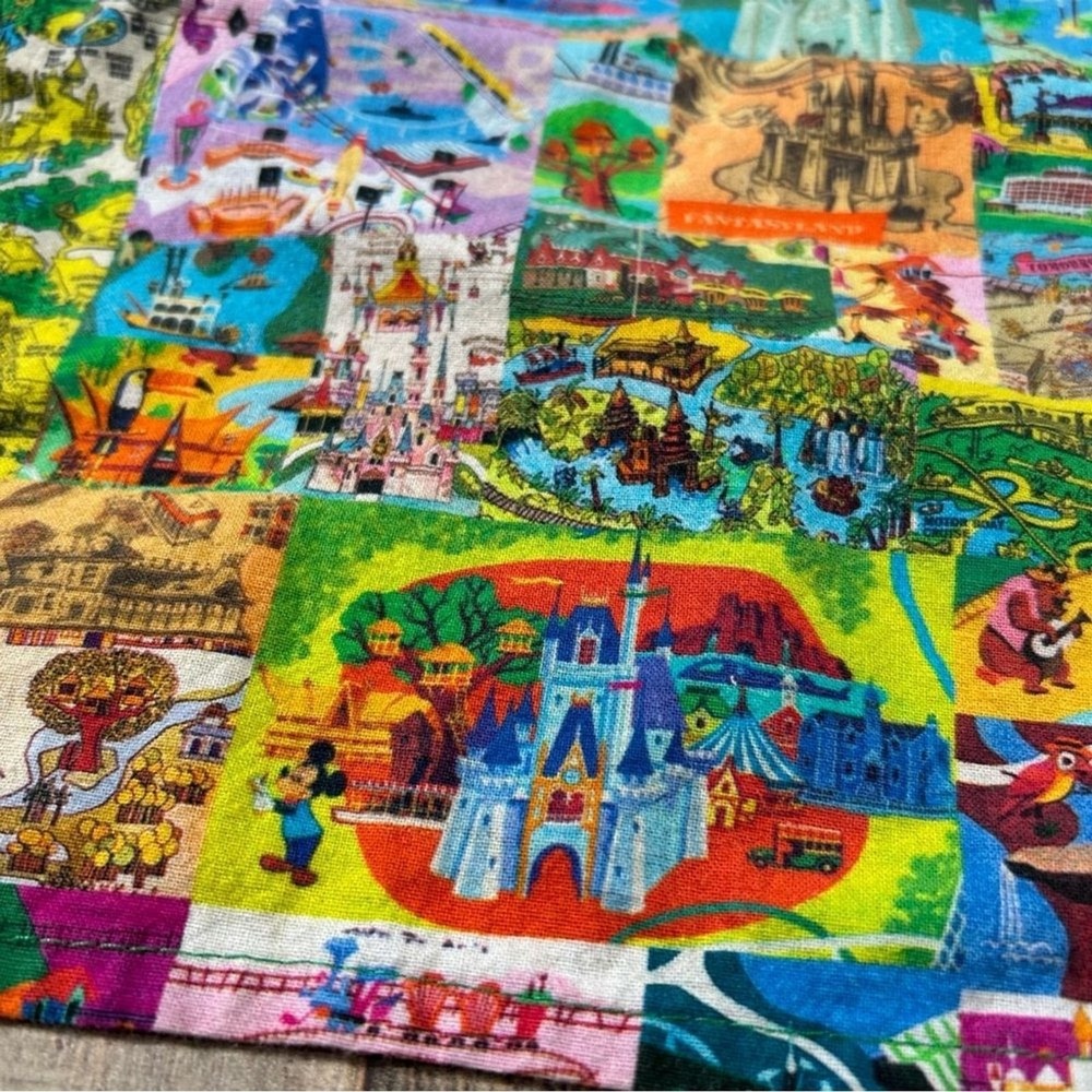 Disney Parks Authentic Cotton Dish Towel Vintage-Inspired Park Map Print Retro
